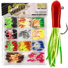 165 Pcs Tube Lures Crappie Lures with Jig Heads Soft Plastic Baits for Bass F...