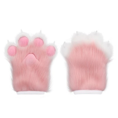 HAOAN Furry Faux Fur Fox Cat Paws Gloves Animal Fursuit Mittens Halloween Chr...