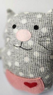 Cat,kitty Stuffed Super Soft,gray/pink Pocket,no Tag. So Cute For Cat Lovers.
