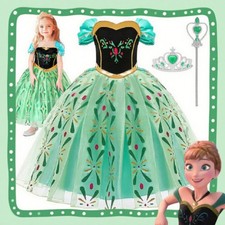 Girls Anna Green Princess Costume Kids Cosplay Dress Party Outfit Birthday Gifts