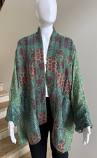 100 Silk Reversible Kantha Jacket, One Size