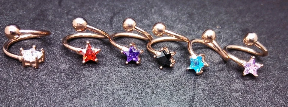 Pack Anillos Espirales Ombligo - Oro Rosa - Juego Cristal Multicolor Talla Pequeña Foto 4 de 4