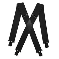 2 Inch Camo Suspenders for Men Heavy Duty Clips Hunting One Size B/Black