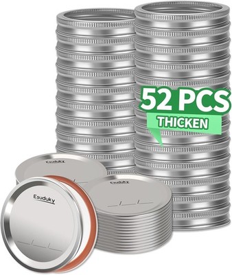 Regular Mouth Canning Lids & Rings 52 Pack   Mason Jar Bands for Ball Kerr