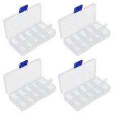 4 PCS 10 Grids Plastic Organizer Box with Dividers, Small Clear Tackle Contai...