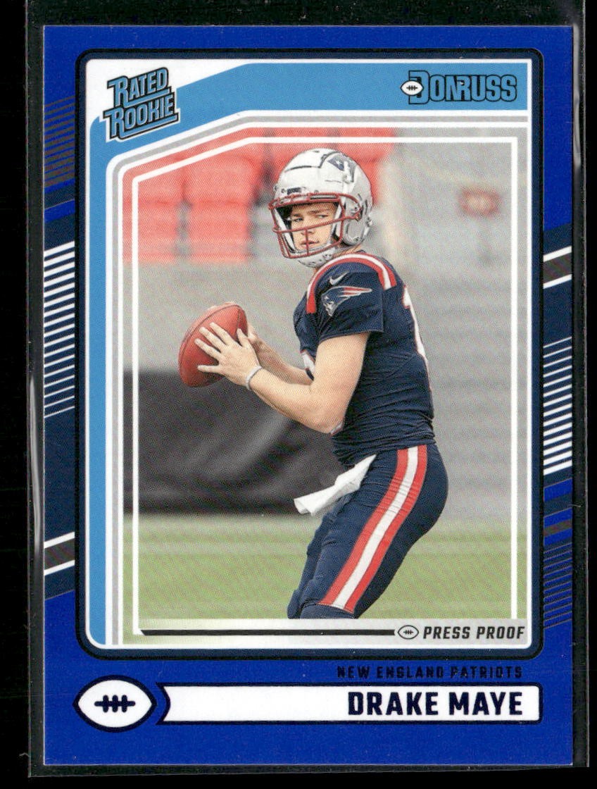 2024 Donruss #379 Drake Maye Press Proof Blue New England Patriots Rookie