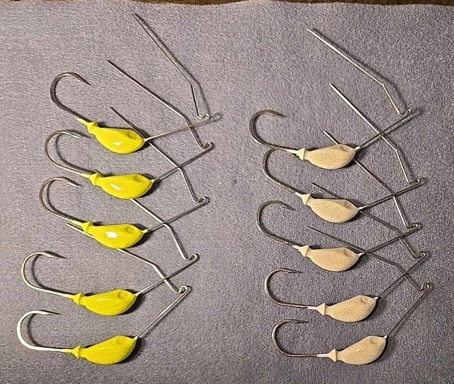 10 ~1st Gen Nories 3/4 oz Crystal S + Bend Arm Spinnerbait Heads 5-Chart 5-White - Image 2