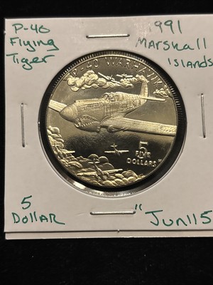 1991 Marshall Islands 5 Dollar P-40 Flying Tiger  jun115  $5
