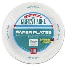 AJM Packaging Corporation PP9GRAWH 9" Paper Plates 100/PK, 12 PK/CT New