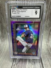 2025 Topps Pro Debut - Travis Sykora #PD-8 Purple Foil /299 (RC) 249/299 CGC 9