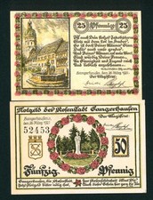 (( 2 NOTES )) 25/ 50 Pfennig (CU) 1921 Notgeld Rudolstadt - Germany