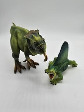 SCHLEICH Dinosaur Lot Tyrannosaurus Rex 14525 and Green Dimetrodon 15011