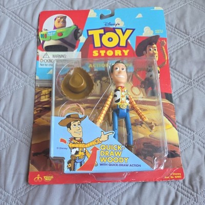 DISNEY 1995 TOY STORY WOODY Quick Draw Action Figure NIP Sealed On Card ORIGINAL