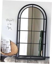  28"X53" Arched Mirror,Wall Decorative Black Window Pane 53"L x 28"W Black-p