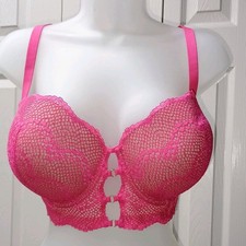 Adored Adore Me Nude Lined Hot Pink Lace Over...