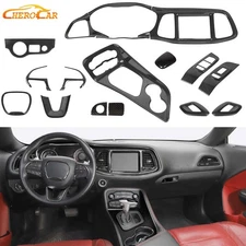 17X Interior Decor Cover Trim Overlay Kit For Dodge Challenger 15-23Carbon Fiber