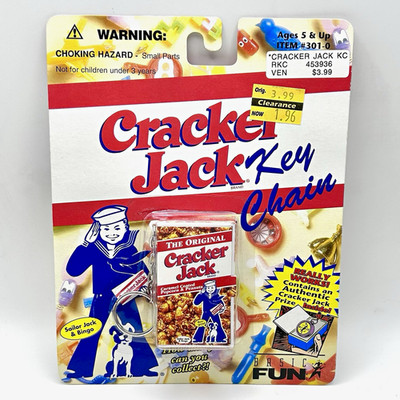 Vintage 90s Cracker Jack Keychain Basic Fun Mini Toy Box Sealed New NIP