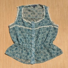 Lily White Blouse Paisley Lace Trimmed Sheer ...