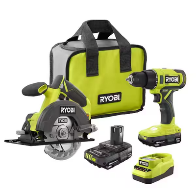 #ad RYOBI PCL1201K2 One 2 piece tool kit 18V 1 2quot; 2x Batteries Charger #14341351 $110.00