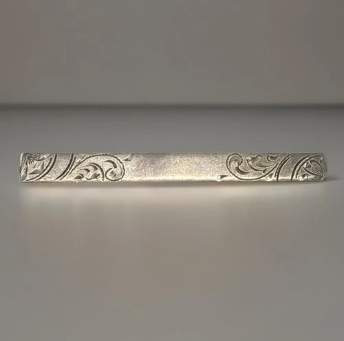Vintage Sterling Silver Bar Pin Brooch 2.5″Hand-Engraved Art Deco Estate Jewelry