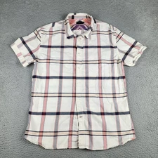 Paul Smith Shirt Mens Extra Large Pink Blue Plaid Button Up Short Sleeve