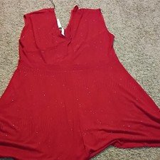 Red Sleeveless Glitter Mini Dress V-Neck Party Clubwear Polyester