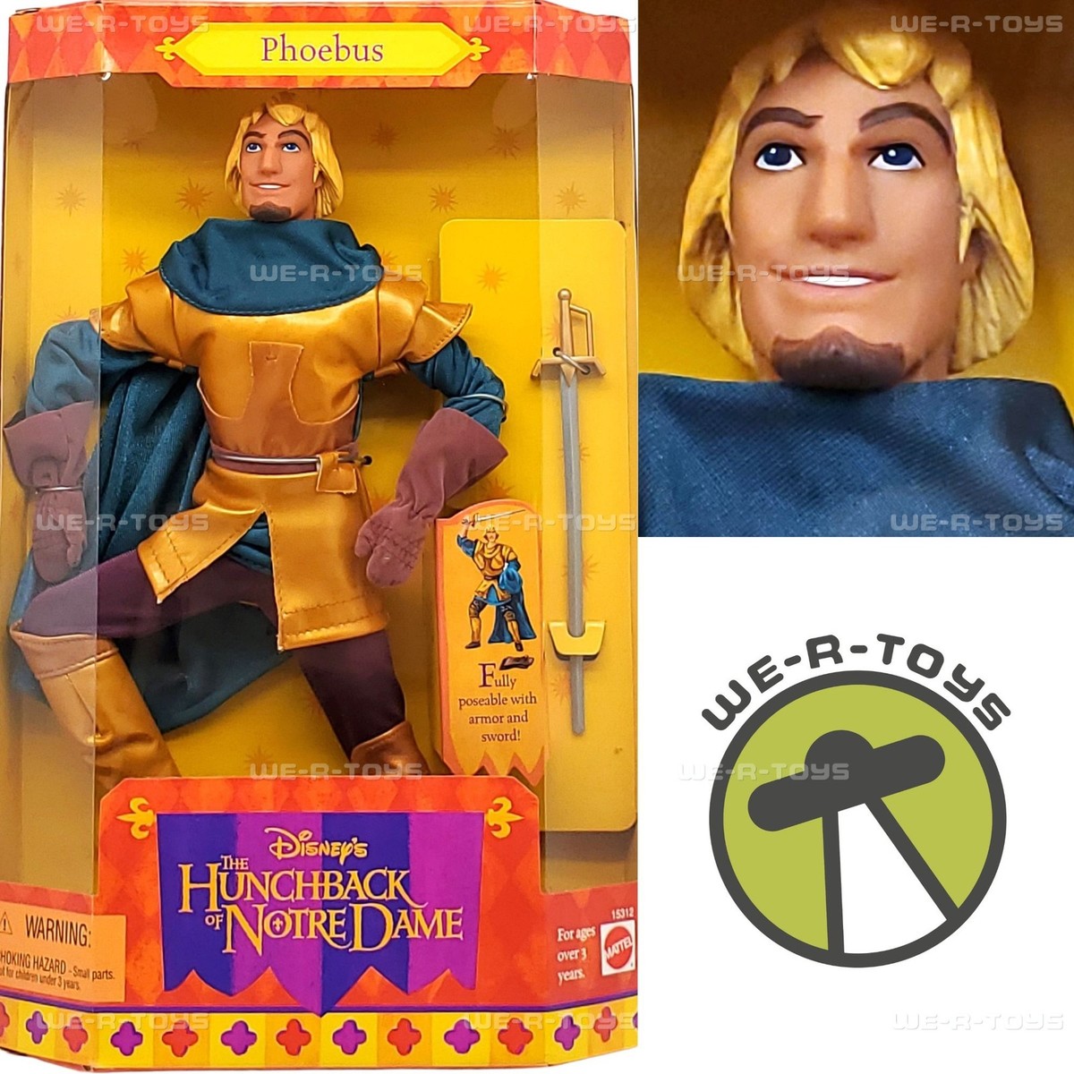 Disney's The Hunchback of Notre Dame Phoebus Doll 1995 Mattel