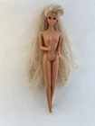Totally Hair Barbie Blonde 1980s VIntage Doll Crimped Hair Mattel Pink Earrings