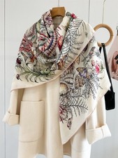 70 cashmere 30 silk Underwater Worldr double sided print square Wrap shawl 53"