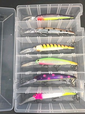 (6) Bandit Lures Deep Divers Fresh Water Crankbaits 6'' Plano Case Included 