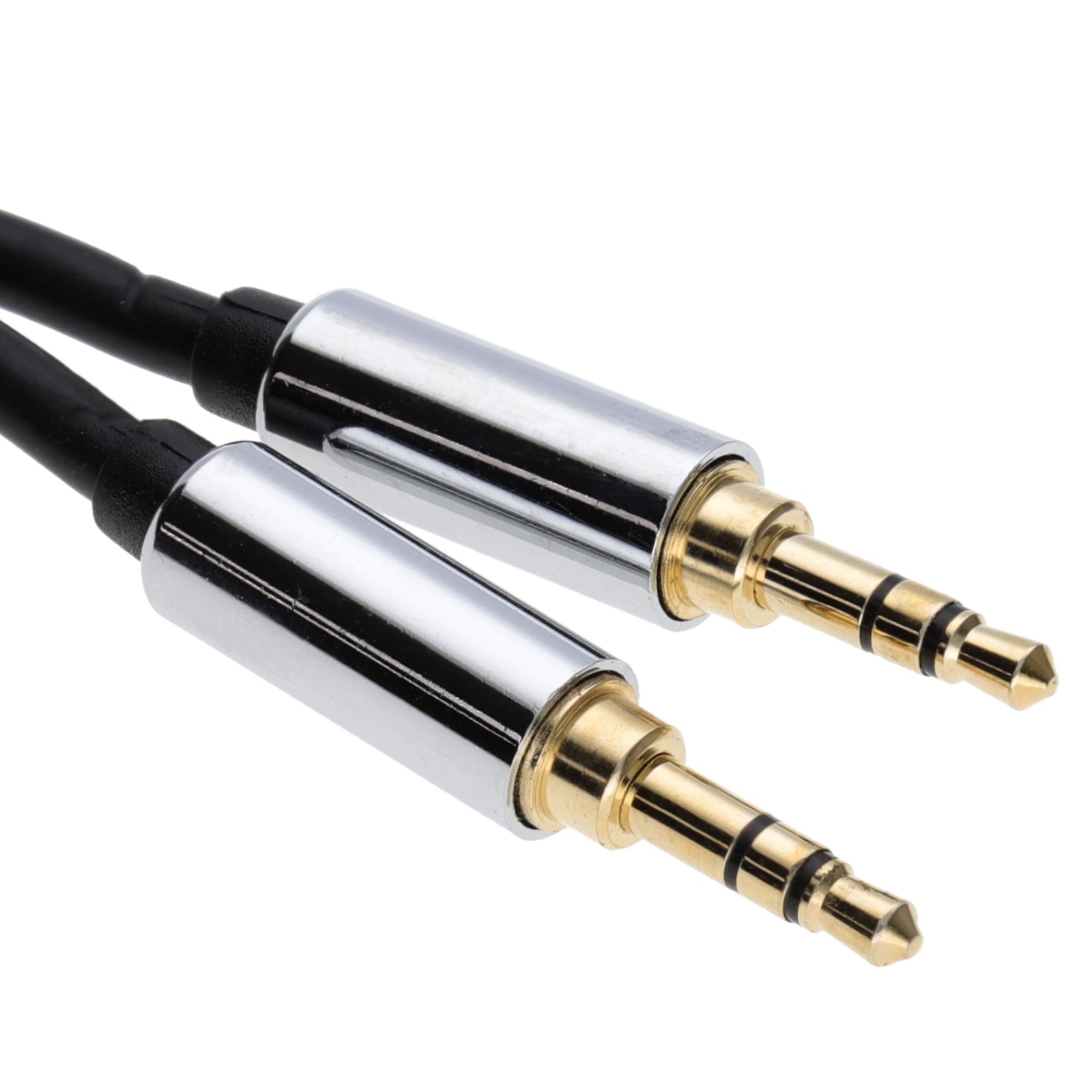 2m PRO BLACK 3.5mm Jack Male to Male Stereo Audio Cable Lead GOLD AUX Headphone