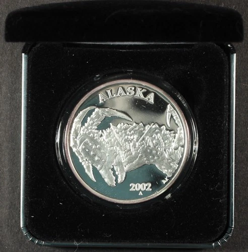 2002 Alaska Mint State Medallion 1 Oz Proof Silver .999  Alaskan King Crab