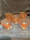 Vtg Federal Glass Normandie Pink Depression Glass Footed Sherbet Bowls Set of 5