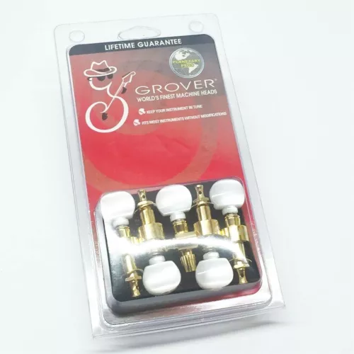 Grover Gold Round Pearloid Button Planetary Geared 5-string Banjo Tuners 124G5