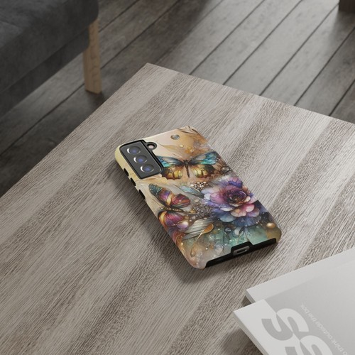 Gold Floral Butterfly Phone Case, Elegant Botanical Alcohol Ink Luxe Cover | X47 - 第 260/272 張圖片