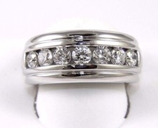 Natural Round Diamond Channel Cluster Men's Ring Band 14k White Gold 1.50Ct