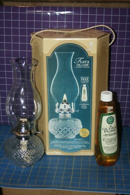Lamplight Farms Tiara Glass Hurricane Oil Lamp 13'' With Oil  in Original Box
