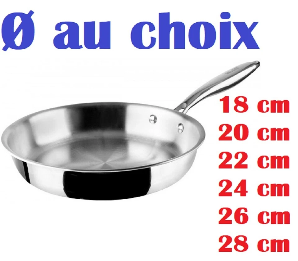Poêle INOX 18/10 eme PROFESSIONELLE ibili  Ø AU CHOIX 20 24 28 32 CM