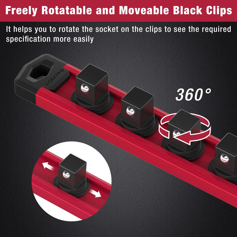 3-PACK 1/4" 3/8" 1/2" Drive Magnetic Socket Organizer Set Socket Holder Rack USA - Image 2 of 4