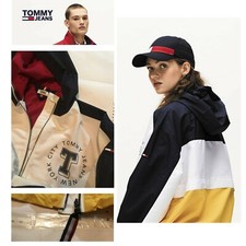 Jacket Coat Tommy Hilfiger Jeans Denim Men Women Light Rain Resistant Hooded M