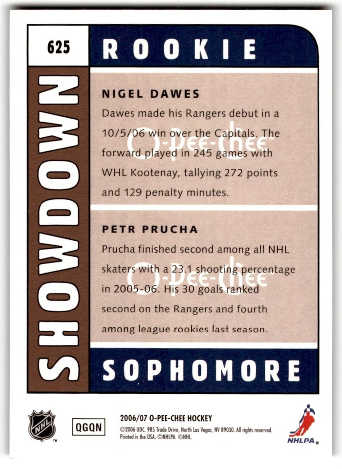 Petr Prucha/Nigel Dawes 2006-07 O-Pee-Chee Rookie Showdown #625 - Image 2 of 2