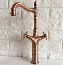 Antique Red Copper Brass Bathroom / Kitchen Sink Swivel Faucet Mixer Tap frg057