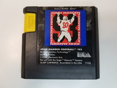 John Madden Football '93 Sega Genesis Cart Only Cleaned TESTED Authentic