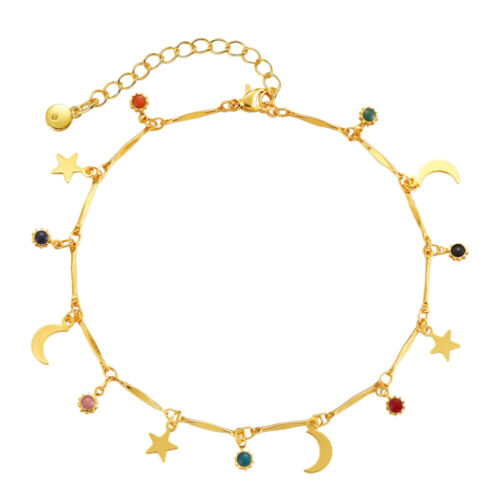  Bracelet À Breloques Chaîne De Cheville Étoile Lune Chaussure - Afbeelding 1 van 11