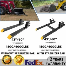 4000lbs 43" Tractor Pallet Forks Skid Steer Loader Bucket Clamp Forks 1500lb 30"