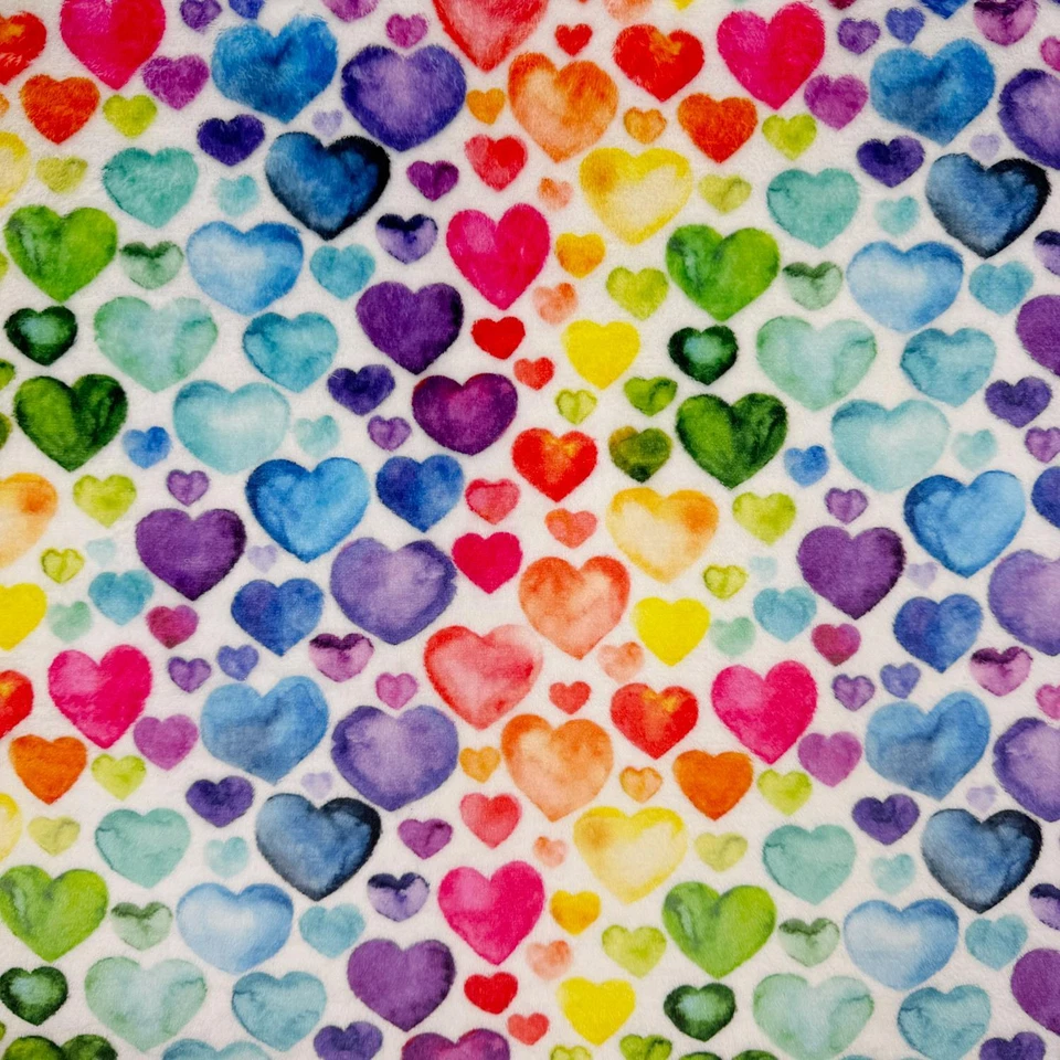 Tela De Forro Polar Súper Suave Con Corazones De Amor Arcoíris - Imagen 2 de 4