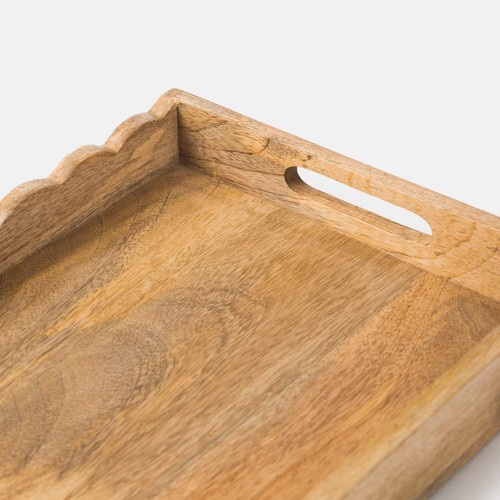 Scalloped Elegance Handcrafted Wooden Serving Tray - Bild 4 von 5