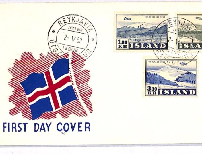 ICELAND 1952 FDC Air Mail HIGH VALUES First Day Cover Superb *3k30* Blue YT137 - Image 4 of 4