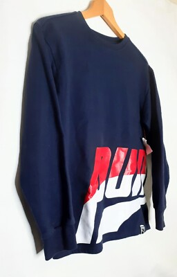 Puma Logo Large Women's Sweater Navy Blue Stretch Soft Fleece Lined Long Sleeve