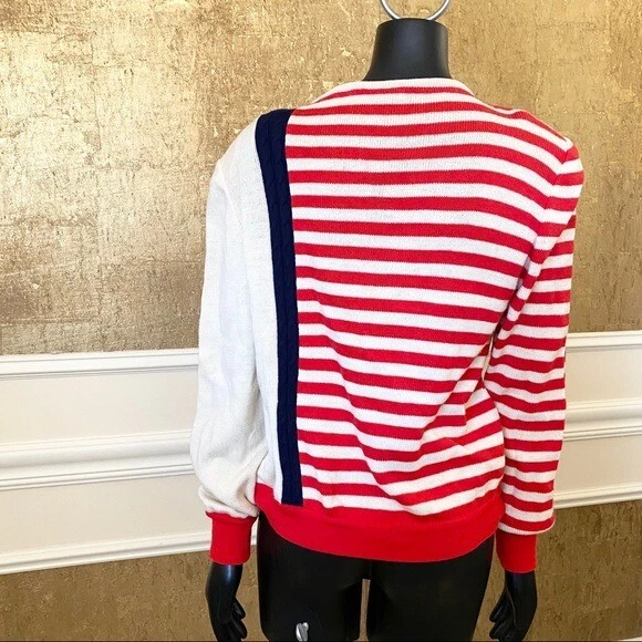 Valentino Boutique Vintage Años 80 Rojo Rayas Colores Bloque Suéter M Foto 4 de 4